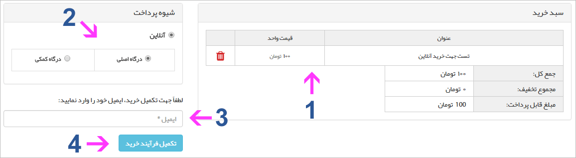 اطلاعات سبد خرید